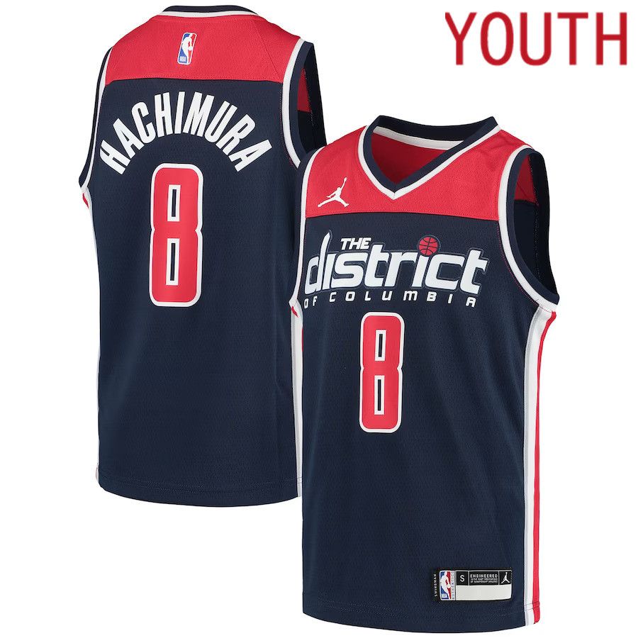 Youth Washington Wizards 8 Rui Hachimura Jordan Brand Navy Swingman Player NBA Jersey